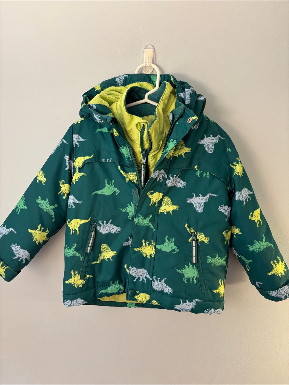 Cat & Jack Kids Dinosaur Hooded Puffer Jacket & Lightweight Fleece Lined Jacket